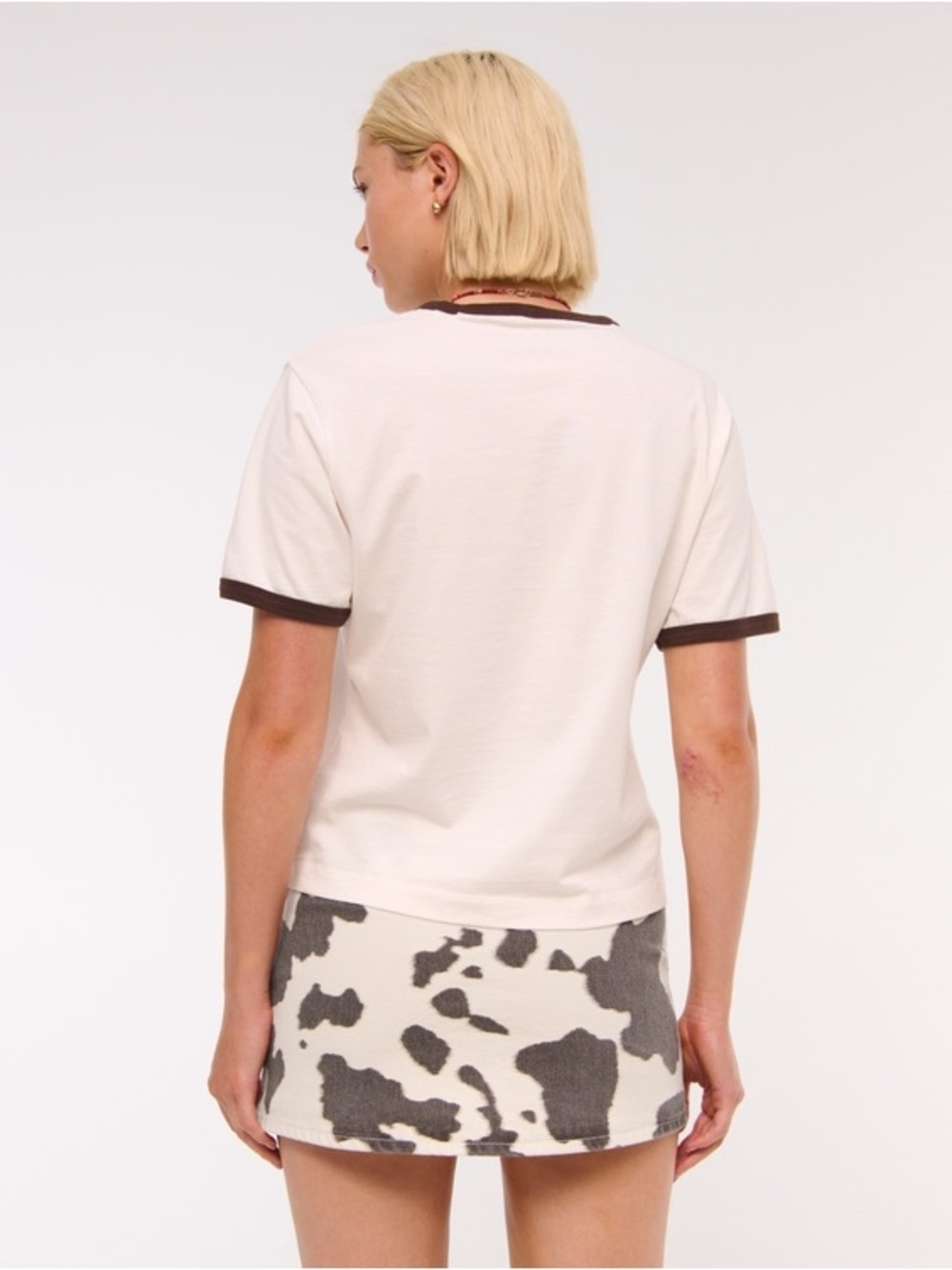 Sz 24 Abercrombie & Fitch Mid-Rise Belted Denim Cow Print Mini Skort NWT - Picture 9 of 9